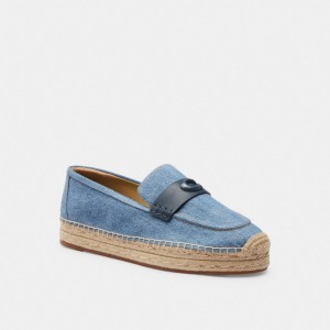 Indigo Blue Women Coach Camilla Indigo Denim Espadrille | AU_CH48216