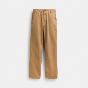 Khaki Men Coach Regenerative Cotton Trousers T Shirts | AU_CH77280