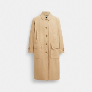 Light Khaki Women Coach Regenerative Cotton Balmacaan Light Jackets | AU_CH81271