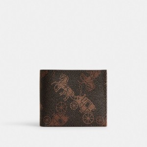 Multicolor Men Coach Double Billfold Wallet With Large Horse And Carriage Print Truffle Billfolds | AU_CH39675