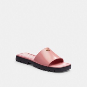 Pink Women Coach Florence Leather Sandals | AU_CH60189
