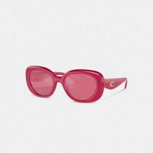 Pink Women Coach Pillow Tabby Round Magenta Sunglasses | AU_CH23544