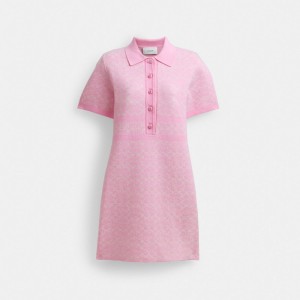 Pink Women Coach Polo Sweater Signature Dress | AU_CH87304