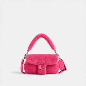 Pink Women Coach The Lil Nas X Drop Tabby 18 In Shearling Shoulder Bags | AU_CH25793