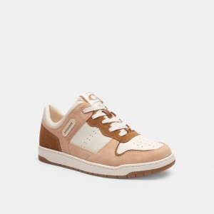 Pink / White Women Coach C201 Low Top Chalk Sneakers | AU_CH35795