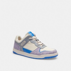 Purple Men Coach C201 In Signature Canvas Chalk Sneakers | AU_CH82477