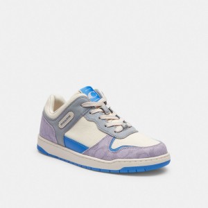 Purple Women Coach C201 Low Top In Signature Canvas Chalk Sneakers | AU_CH22201
