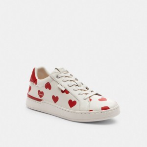 Red Women Coach Lowline Low Top With Valentine's Print Chalk Sneakers | AU_CH16573