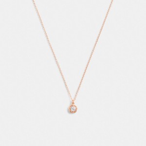 Rose Gold Women Coach Halo Tea Pendant Necklace | AU_CH27671