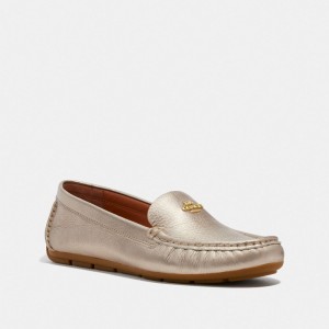 Silver Women Coach Marley Driver Metal Loafers | AU_CH90149
