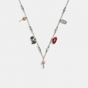 Silver Women Coach Mini Candy Charm Necklace | AU_CH45309