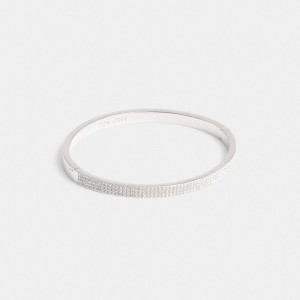 Silver Women Coach Pavé Hinged Bangle Bangles | AU_CH31417