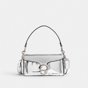 Silver Women Coach Tabby 20 In Metallic Metallic Leather Shoulder Bags | AU_CH53421