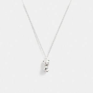 Silver Women Coach The Lil Nas X Drop Cat Pendant Necklace | AU_CH70180