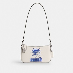 Silver Women Coach The Lil Nas X Drop Penn Refined Calf Leather Shoulder Bags | AU_CH25348