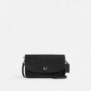 Silver / Black Women Coach Hayden Croc Embossed Leather Crossbody Bags | AU_CH19534