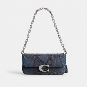 Silver / Blue Women Coach Idol 23 In Python Shoulder Bags | AU_CH42629