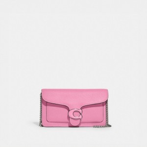 Silver / Pink Women Coach Tabby Chain Polished Pebble Leather Crossbody Bags | AU_CH90924