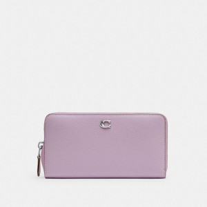 Silver / Purple Women Coach Accordion Zip Large Wallets | AU_CH55804