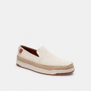 White Men Coach Miles In Signature Jacquard Chalk Espadrille | AU_CH10100