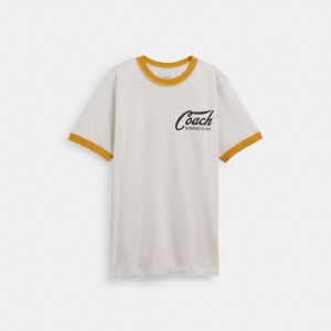 White Men Coach Ringer T Shirts | AU_CH68173