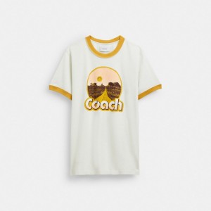 White Men Coach Roadside Ringer T Shirts | AU_CH68657