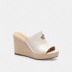 White Women Coach Gloria Wedge Chalk Sandals | AU_CH96058