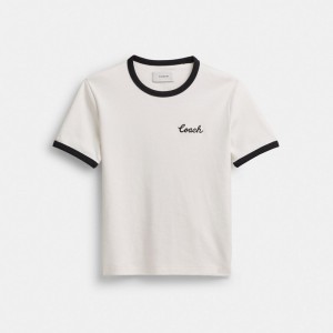 White Women Coach Ringer T Shirts | AU_CH85742