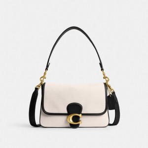 White Women Coach Soft Tabby Brass Shoulder Bags | AU_CH23814