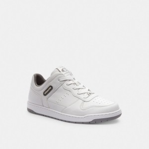 White / Grey Men Coach C201 Optic Sneakers | AU_CH32738