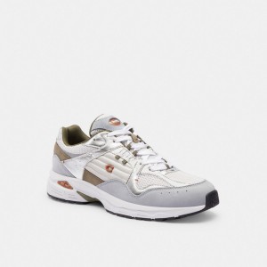White / Grey Men Coach C301 Optic Sneakers | AU_CH49566