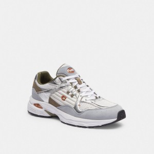 White / Grey Women Coach C301 Optic Sneakers | AU_CH14803