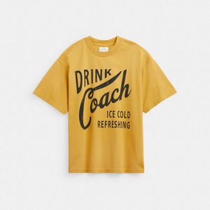 Yellow Men Coach Americana T Shirts | AU_CH13254
